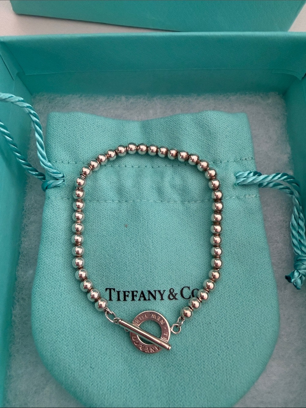 Tiffany & Co. Silver Bead Bracelet with Toggle Clasp